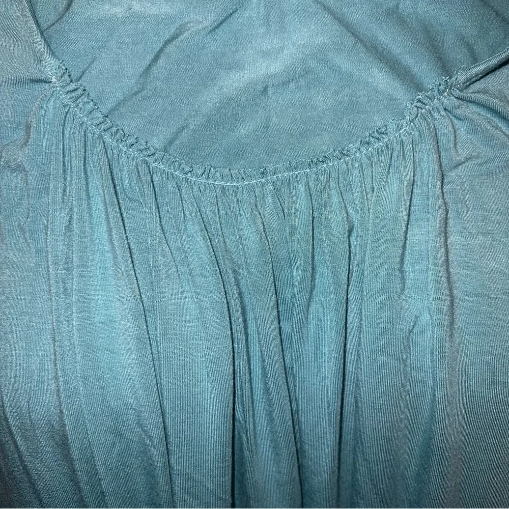Soft Surroundings Teal Blue Ruched Neck Tank‎ Top Tunic Women's Large